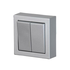 Переключатель двухклавишный, накладного монтажа, Impressivo, алюминий | 10666A-83 | 2TKA00001845 | ABB
