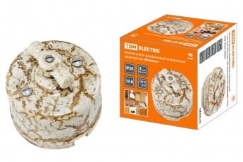 Выключатель фарфоровый поворотный с ручкой (бантик) 10А мраморный «Болонь» | SQ1820-0003 | TDM